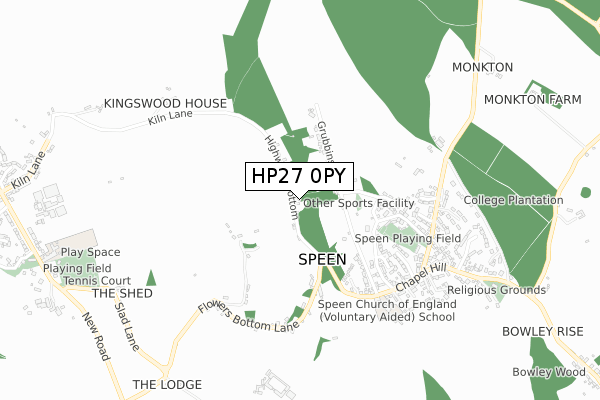 HP27 0PY map - small scale - OS Open Zoomstack (Ordnance Survey)