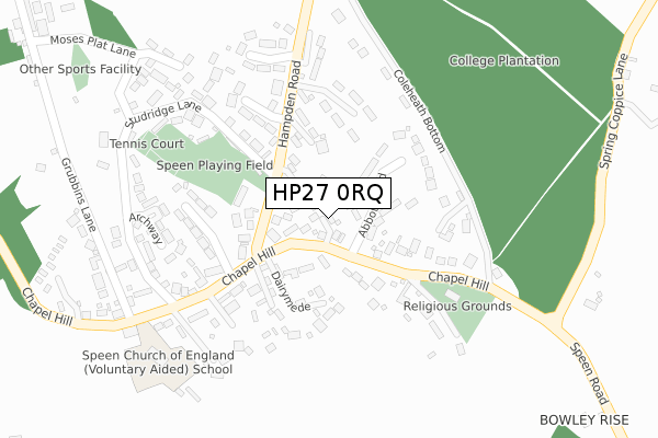 HP27 0RQ map - large scale - OS Open Zoomstack (Ordnance Survey)