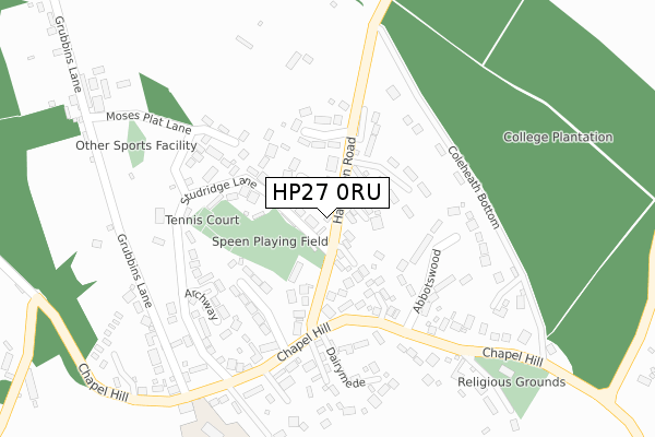 HP27 0RU map - large scale - OS Open Zoomstack (Ordnance Survey)