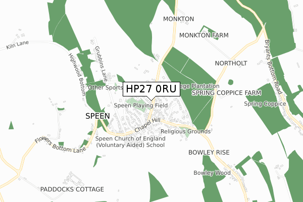 HP27 0RU map - small scale - OS Open Zoomstack (Ordnance Survey)