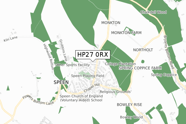 HP27 0RX map - small scale - OS Open Zoomstack (Ordnance Survey)