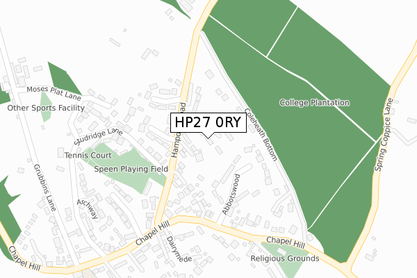 HP27 0RY map - large scale - OS Open Zoomstack (Ordnance Survey)