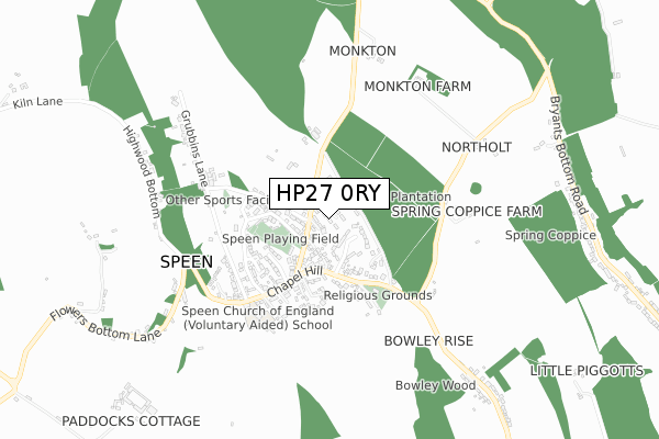 HP27 0RY map - small scale - OS Open Zoomstack (Ordnance Survey)