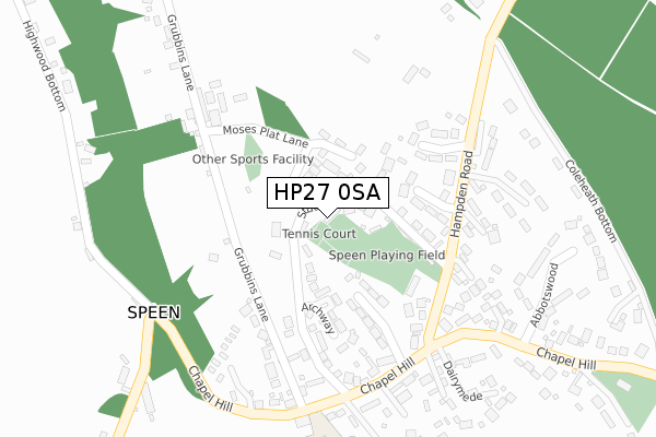 HP27 0SA map - large scale - OS Open Zoomstack (Ordnance Survey)