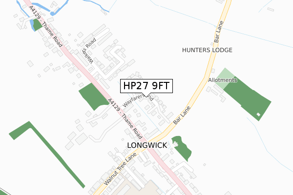 HP27 9FT map - large scale - OS Open Zoomstack (Ordnance Survey)