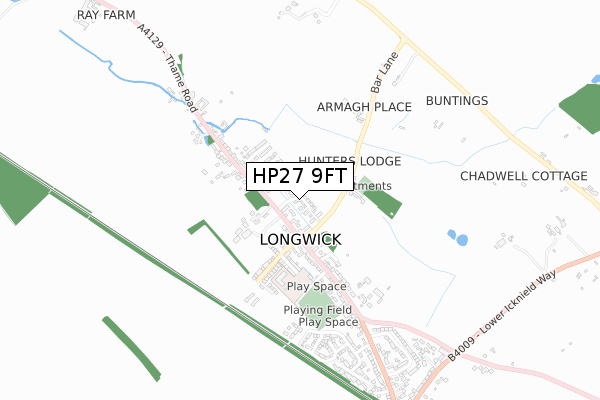 HP27 9FT map - small scale - OS Open Zoomstack (Ordnance Survey)