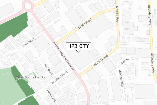 HP3 0TY map - large scale - OS Open Zoomstack (Ordnance Survey)