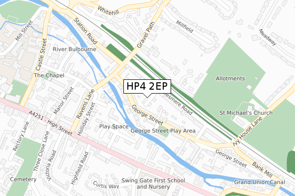 HP4 2EP map - large scale - OS Open Zoomstack (Ordnance Survey)