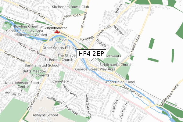 HP4 2EP map - small scale - OS Open Zoomstack (Ordnance Survey)