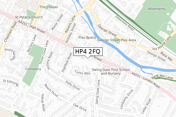 HP4 2FQ map - large scale - OS Open Zoomstack (Ordnance Survey)