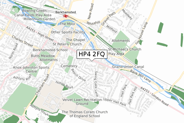 HP4 2FQ map - small scale - OS Open Zoomstack (Ordnance Survey)