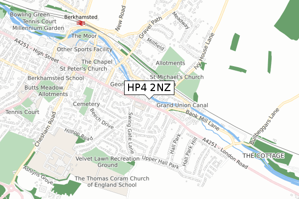 HP4 2NZ map - small scale - OS Open Zoomstack (Ordnance Survey)