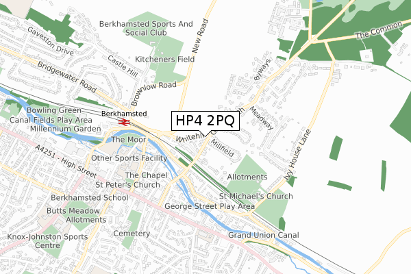 HP4 2PQ map - small scale - OS Open Zoomstack (Ordnance Survey)