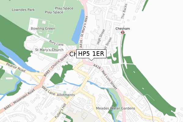 HP5 1ER map - large scale - OS Open Zoomstack (Ordnance Survey)