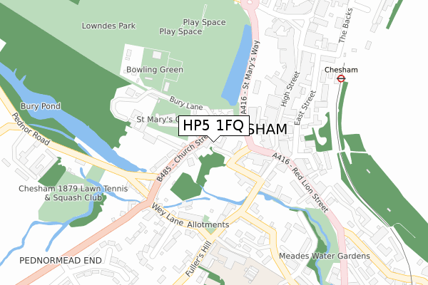 HP5 1FQ map - large scale - OS Open Zoomstack (Ordnance Survey)