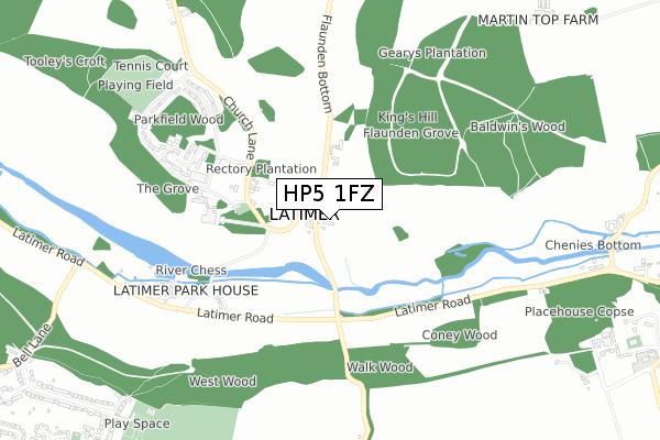 HP5 1FZ map - small scale - OS Open Zoomstack (Ordnance Survey)