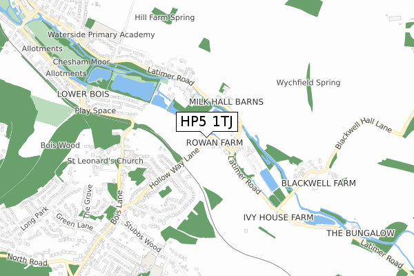 HP5 1TJ map - small scale - OS Open Zoomstack (Ordnance Survey)