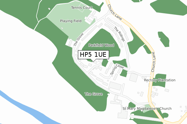 HP5 1UE map - large scale - OS Open Zoomstack (Ordnance Survey)