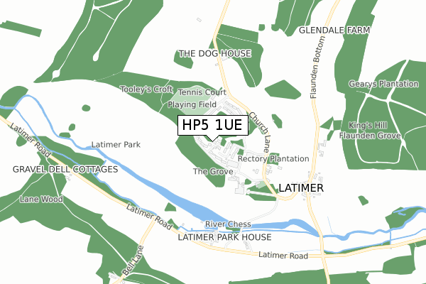 HP5 1UE map - small scale - OS Open Zoomstack (Ordnance Survey)