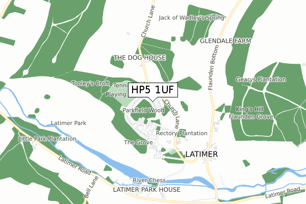 HP5 1UF map - small scale - OS Open Zoomstack (Ordnance Survey)