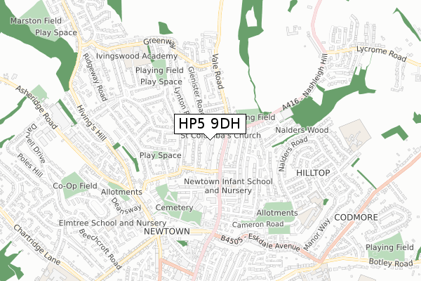 HP5 9DH map - small scale - OS Open Zoomstack (Ordnance Survey)