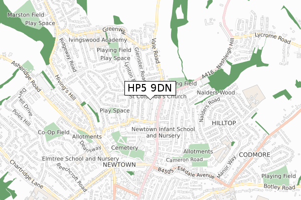 HP5 9DN map - small scale - OS Open Zoomstack (Ordnance Survey)