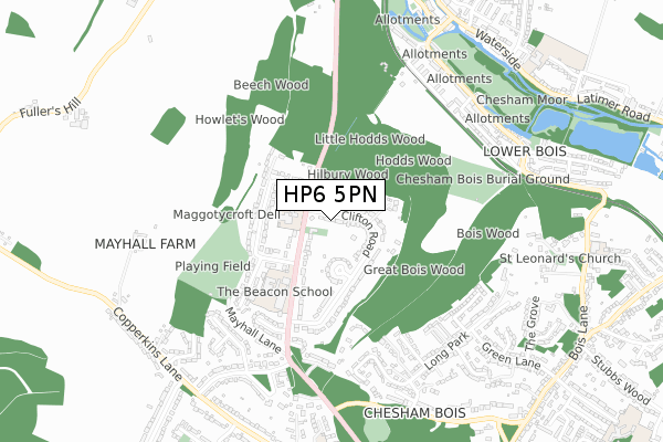 HP6 5PN map - small scale - OS Open Zoomstack (Ordnance Survey)