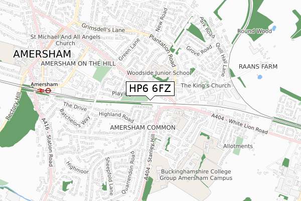 HP6 6FZ map - small scale - OS Open Zoomstack (Ordnance Survey)