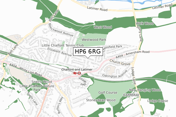 HP6 6RG map - small scale - OS Open Zoomstack (Ordnance Survey)