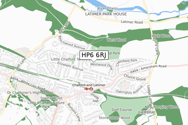 HP6 6RJ map - small scale - OS Open Zoomstack (Ordnance Survey)