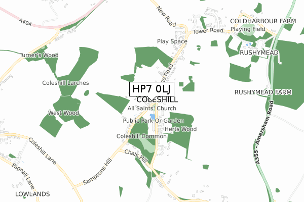 HP7 0LJ map - small scale - OS Open Zoomstack (Ordnance Survey)