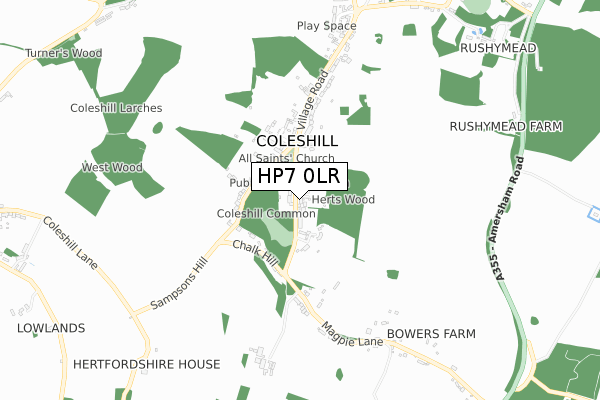 HP7 0LR map - small scale - OS Open Zoomstack (Ordnance Survey)