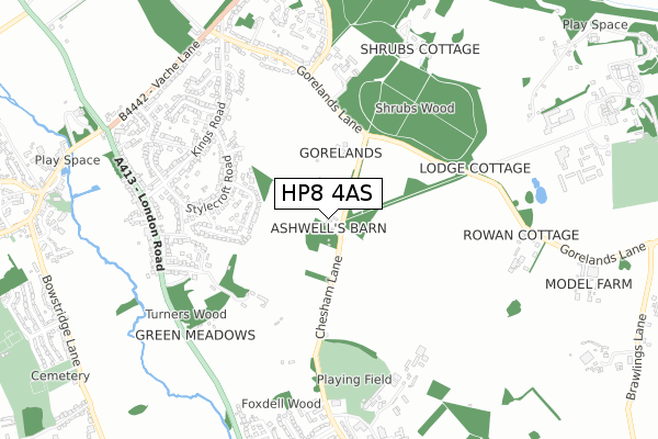 HP8 4AS map - small scale - OS Open Zoomstack (Ordnance Survey)