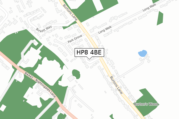 HP8 4BE map - large scale - OS Open Zoomstack (Ordnance Survey)