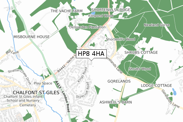 HP8 4HA map - small scale - OS Open Zoomstack (Ordnance Survey)