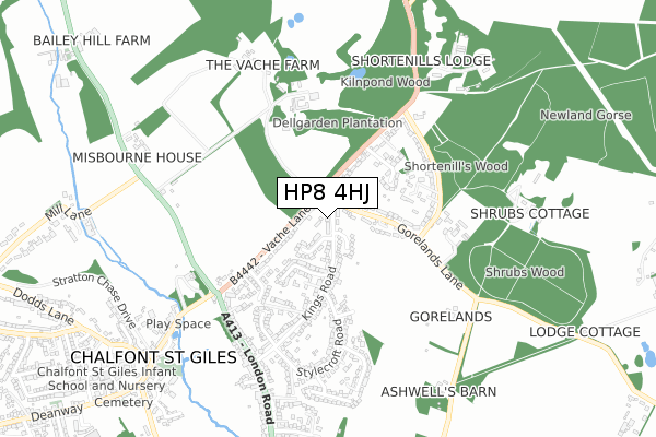 HP8 4HJ map - small scale - OS Open Zoomstack (Ordnance Survey)