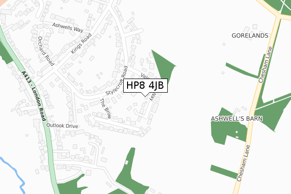 HP8 4JB map - large scale - OS Open Zoomstack (Ordnance Survey)