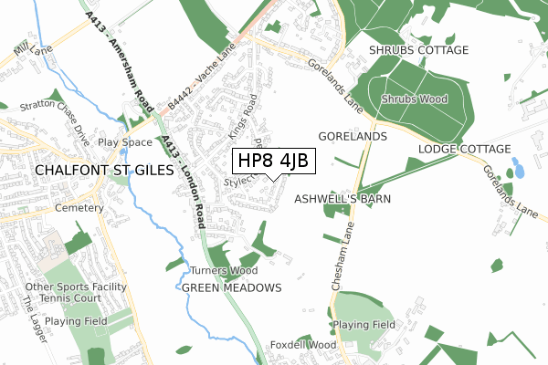 HP8 4JB map - small scale - OS Open Zoomstack (Ordnance Survey)