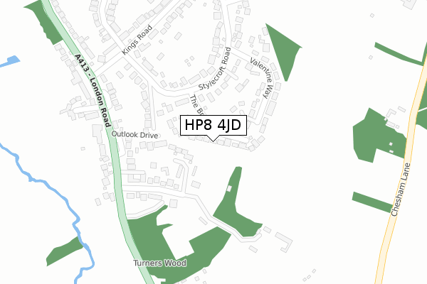 HP8 4JD map - large scale - OS Open Zoomstack (Ordnance Survey)