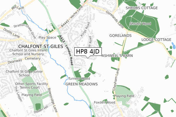 HP8 4JD map - small scale - OS Open Zoomstack (Ordnance Survey)