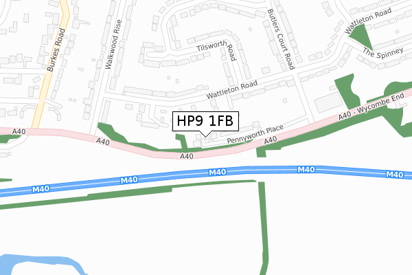 HP9 1FB map - large scale - OS Open Zoomstack (Ordnance Survey)