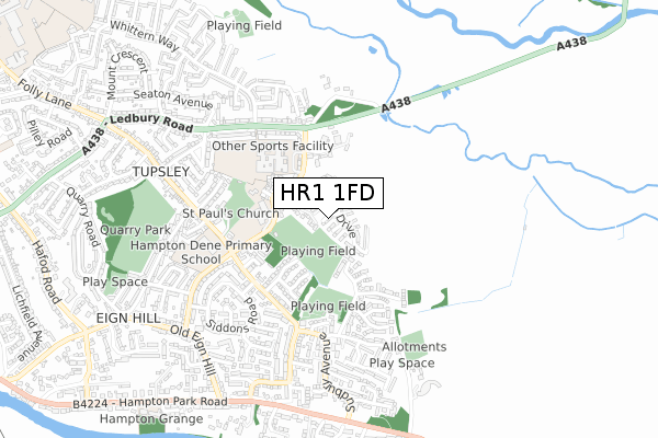 HR1 1FD map - small scale - OS Open Zoomstack (Ordnance Survey)