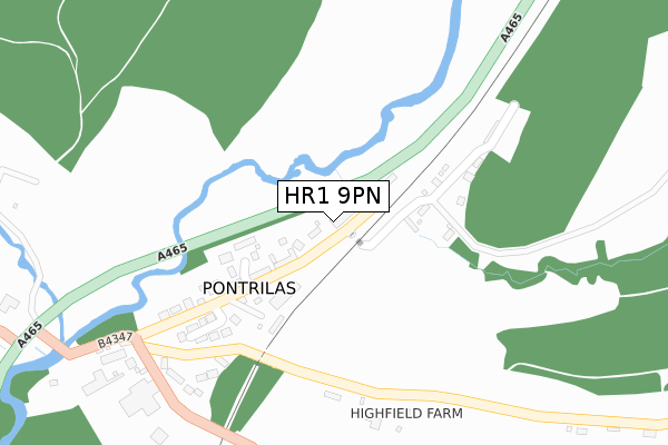 HR1 9PN map - large scale - OS Open Zoomstack (Ordnance Survey)