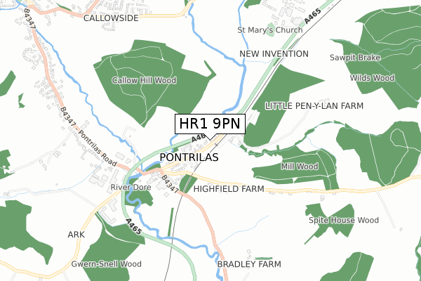 HR1 9PN map - small scale - OS Open Zoomstack (Ordnance Survey)