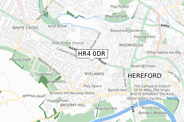 HR4 0DR map - small scale - OS Open Zoomstack (Ordnance Survey)