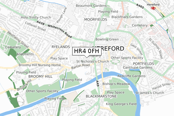 HR4 0FH map - small scale - OS Open Zoomstack (Ordnance Survey)