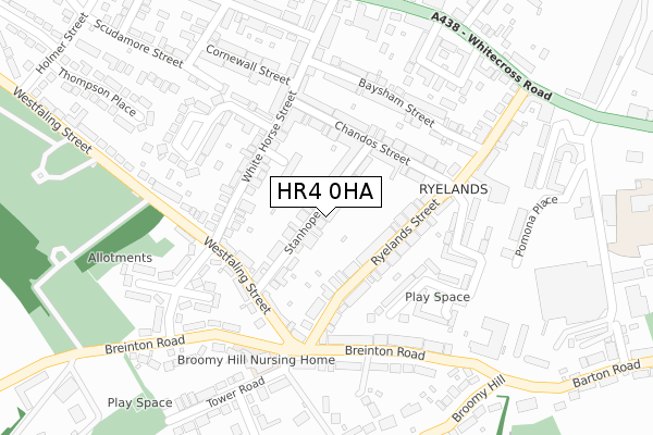 HR4 0HA map - large scale - OS Open Zoomstack (Ordnance Survey)