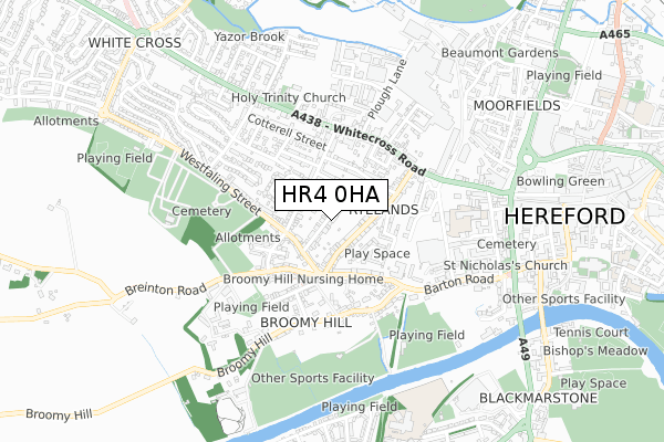 HR4 0HA map - small scale - OS Open Zoomstack (Ordnance Survey)