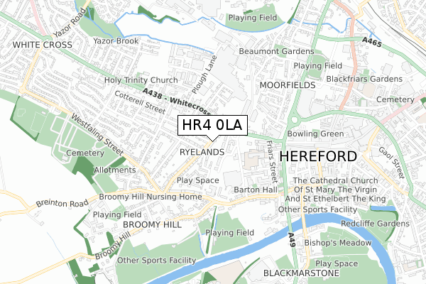 HR4 0LA map - small scale - OS Open Zoomstack (Ordnance Survey)