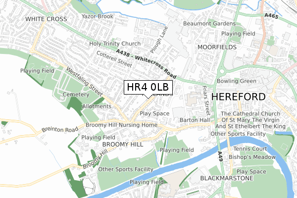 HR4 0LB map - small scale - OS Open Zoomstack (Ordnance Survey)